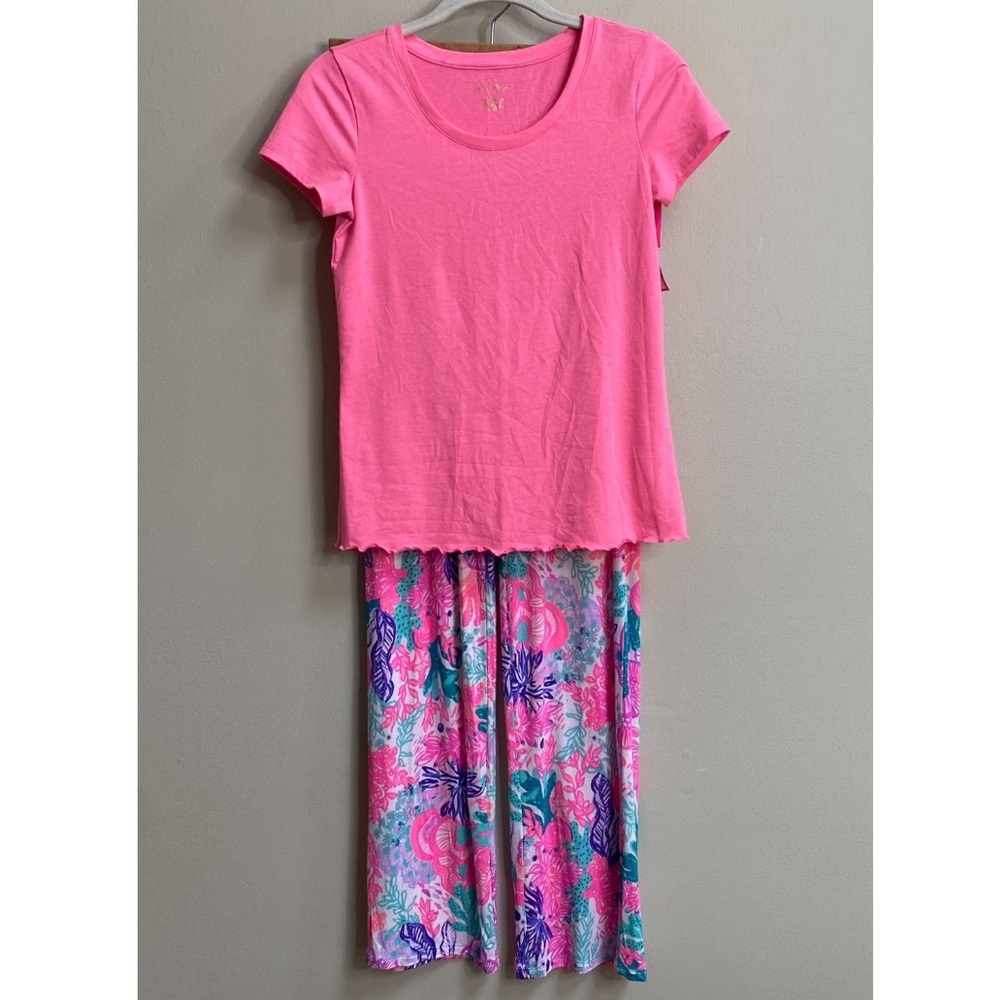 Lilly Pulitzer 2-Piece T-Shirt & Seaside Carnival Knit PJ Pant Set Size XXS